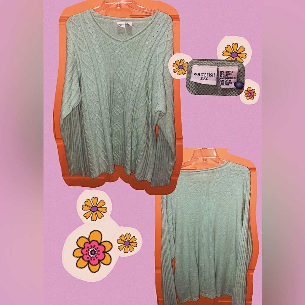 Mint green vintage 90s long sleeve sweeter